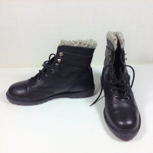 SAM & LIBBY WOMEN'S BLACK LEATHER HIKING LEATHER BOOTS, SIZE 8.5